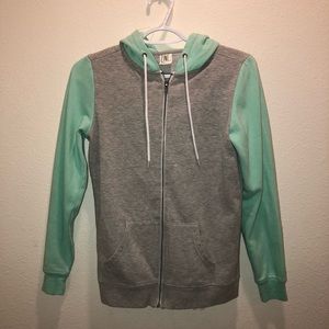 SIZE S GREY/MINT GREEN ZIP UP